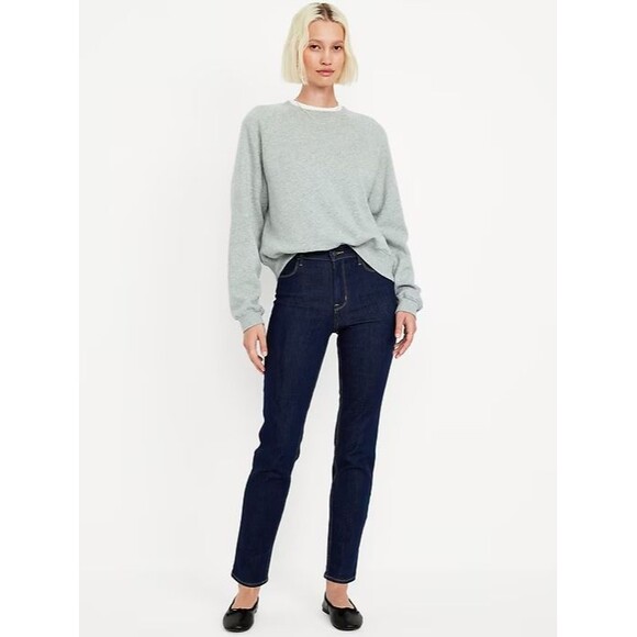 Old Navy Wow Straight Ankle Jeans Womens 4 Petite Dark Wash Stretch NEW - Picture 2 of 11